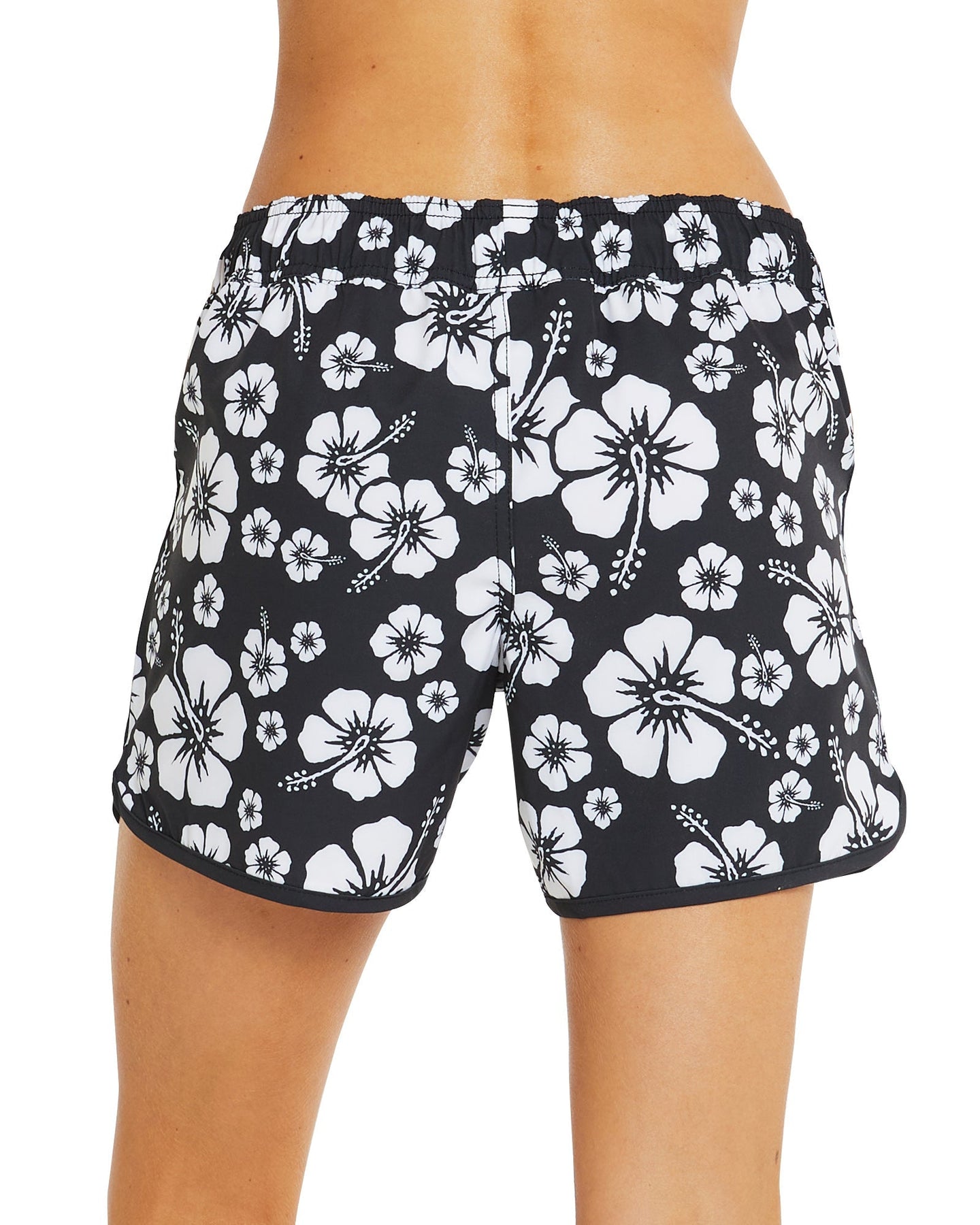 Womens - Swim Shorts - Hibiscus Black – SURF SIDE SPORTS